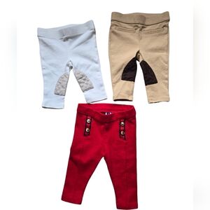 Set of 3 Janie and Jack red, tan, white equestrian riding style leggings